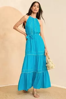 Платье миди Ric rac с воротником халтер Love & Roses, синий