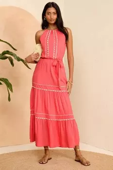 Платье миди Ric rac с воротником халтер Love & Roses, розовый