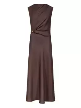 Платье миди Roan с драпировкой и металлическим декором LouLou de Saison, коричневый