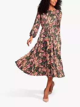 Платье миди Robin с цветочным принтом Alie Street, Зеленый/Мульти