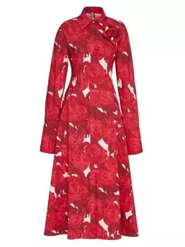 Платье миди Rose Moir Popeline Valentino, красный
