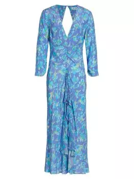 Платье миди Rose с открытой спиной Rixo, кобальтовый