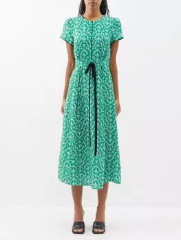 Платье миди rosie из поплина с принтом Cefinn, зеленый