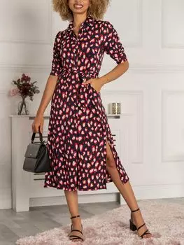 Платье-миди-рубашка Jolie Moi Calla, розовый/темно-синий