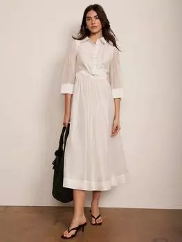 Платье миди-рубашка с изюминкой Mint Velvet, слоновая кость