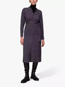 Платье-миди-рубашка в горошек Whistles, темно-синий