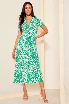 Платье миди-рубашки с короткими рукавами из джерси Friends Like These, зеленый