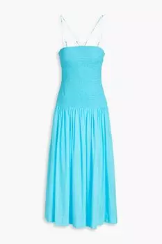 Платье миди Rylie из хлопка и шелка из вуали со сборками NICHOLAS, бирюзовый