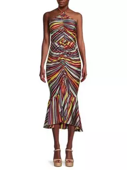 Платье миди с абстрактной бретелью Clifton Cinq Sept, цвет Orange Multi