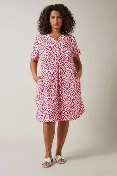 Платье миди с абстрактным принтом и складками спереди Evans, красный