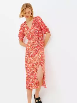 Платье миди с абстрактным принтом John Lewis Anyday оранжевое