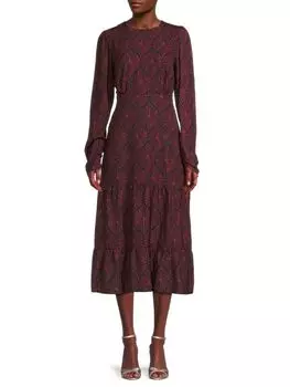 Платье миди с абстрактным силуэтом Mara Area Stars, цвет Burgundy