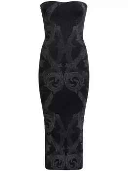 Платье миди с эффектом металлик из коллаборации с Wolford ETRO, черный