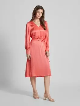 Платье миди с эффектом запаха из вискозы Milano Italy, коралл