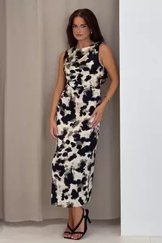 Платье миди с анималистичным принтом Romona Girl In Mind, белый