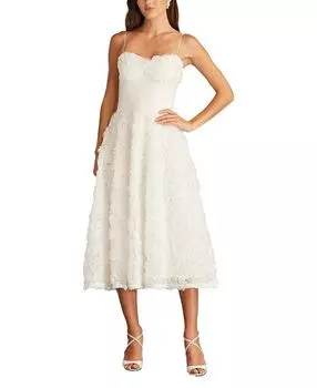 Платье-миди с аппликацией «Greer Rosette» Tadashi Shoji, слоновая кость/кремовый