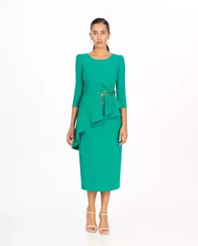 Платье миди с аппликацией на поясе Sonia Pea, зеленый