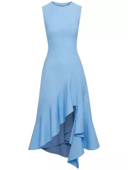 Платье миди с асимметричным подолом Oscar de la Renta, синее