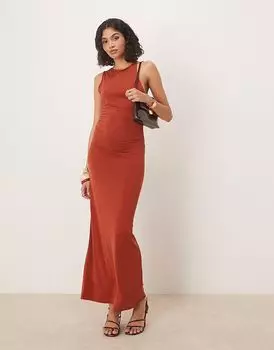 Платье миди с асимметричным вырезом на спине ASOS DESIGN темно-красного цвета