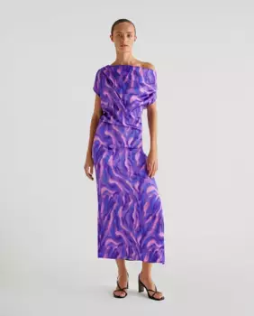 Платье миди с асимметричным вырезом Scalpers, фиолетовый