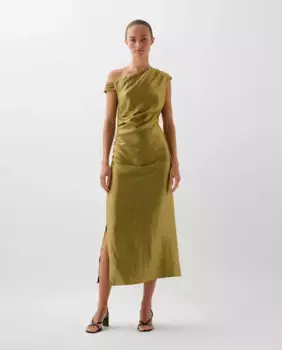 Платье миди с ассиметричным вырезом Scalpers, цвет Kaki