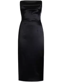 Платье миди с атласной отделкой Dolce & Gabbana, черный