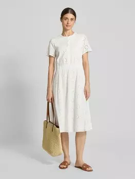 Платье миди с ажурной вышивкой Christian Berg Woman Selection, экрю
