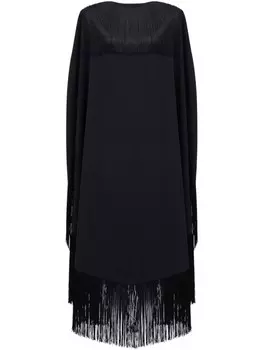 Платье миди с бахромой и поясом MM6 Maison Margiela, черный