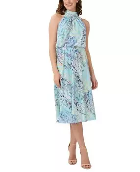 Платье миди с бантом и лямкой на спине Adrianna Papell, мульти