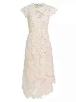 Платье миди с бархатной аппликацией и вышивкой Sensory Motif Zimmermann, цвет macadamia