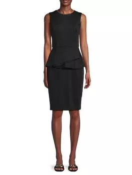 Платье миди с баской-конвертом Donna Karan, черный