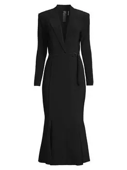 Платье-миди с блейзером и поясом Norma Kamali, черный