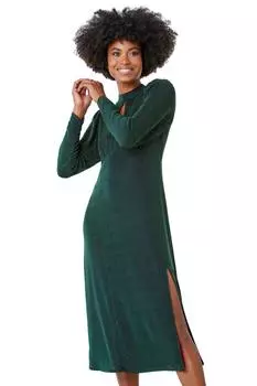 Платье миди с блестками и вырезом в виде замочной скважины Roman, зеленый