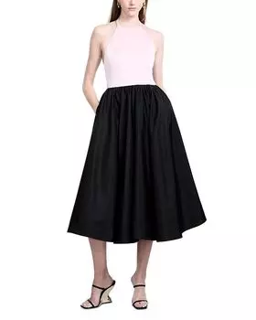 Платье миди с бретелями-хомутом BCBGMAXAZRIA, черный