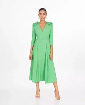 Платье миди с цветами на плече Sonia Pea, зеленый