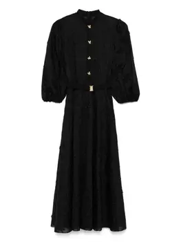 Платье миди с цветочной аппликацией NISSA, черный