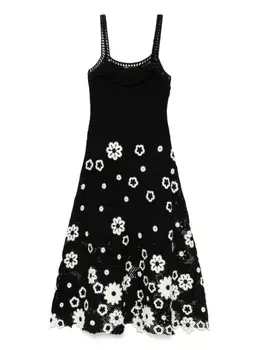 Платье миди с цветочной вышивкой Maje, черный