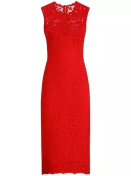 Платье миди с цветочным кружевом Dolce & Gabbana, красный