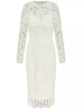 Платье миди с цветочным кружевом Dolce & Gabbana, белый