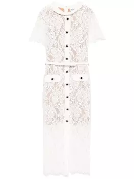 Платье миди с цветочным кружевом Self-Portrait, белый
