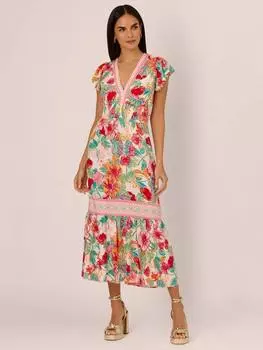 Платье миди с цветочным принтом adrianna by Adrianna Papell, разноцветный