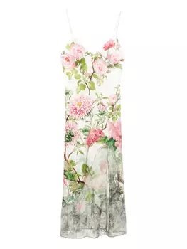 Платье миди с цветочным принтом Alice + olivia, белый