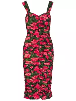 Платье миди с цветочным принтом Carolina Herrera, розовый