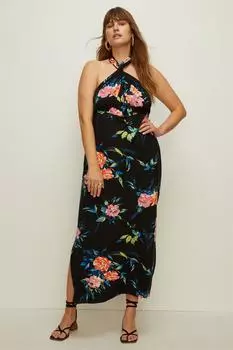Платье миди с цветочным принтом Curve Oasis, черный