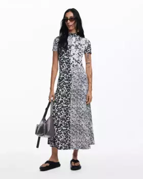 Платье миди с цветочным принтом Desigual, белый