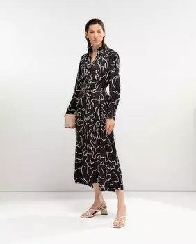 Платье миди с цветочным принтом El Corte Ingls, темно-синий