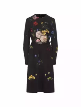 Платье миди с цветочным принтом Elie Saab, мультиколор