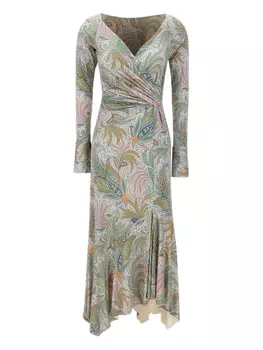 Платье миди с цветочным принтом ETRO, зеленый