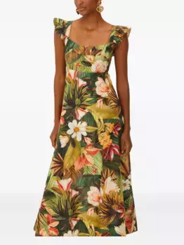 Платье миди с цветочным принтом FARM Rio, зеленый