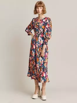 Платье миди с цветочным принтом Ghost Mila, Темно-синий луговой